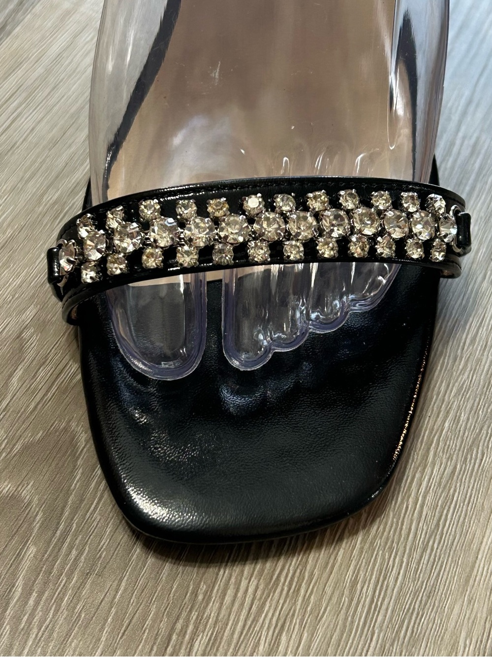 Black Rhinestone Ankle Strap Heeled Sandals Size 9 NWOT - Picture 4 of 9